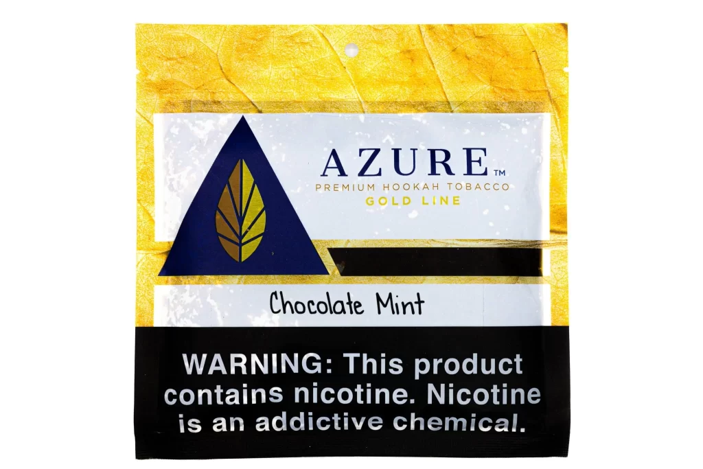 Azure Unicorn hookah tobacco pack with a fantasy unicorn design, featuring fresh honeydew melon slices, spearmint leaves, and a traditional hookah pipe.