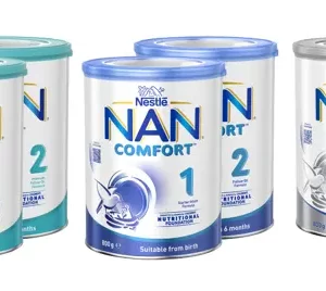NAN infant formula by Nestlé – premium baby milk powder in a 800 g canister with measuring scoop, OptiPro™ optimized proteins, 2’‑FL HMOs, DHA/ARA, and Bifidus BL probiotics for balanced growth, brain development, and immune support for babies 0‑3 years.
