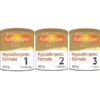 Nutramigen hypoallergenic infant formula with Probiotic LGG – white and purple packaging, powder can and ready‑to‑feed bottles, extensively hydrolyzed casein, DHA & ARA for brain development, lactose‑free, complete nutrition for babies 0‑12 months with cow’s milk protein allergy.