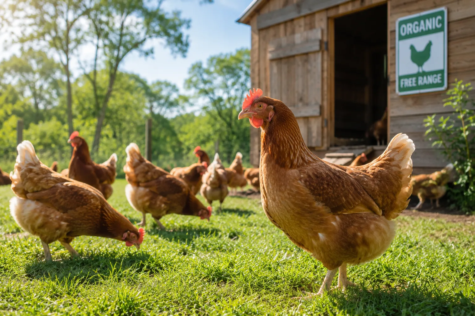 Pasture raised hens organic farm