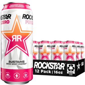 Rockstar Sugar Free Energy Drink in black‑and‑silver OG can with large gold star logo, condensation, ice cubes, and a sharp motion blur background – zero sugar energy boost.