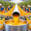 A chilled glass and a carton of Tropicana 100% Pure Orange Juice with a fresh orange and orange slice on a bright breakfast table