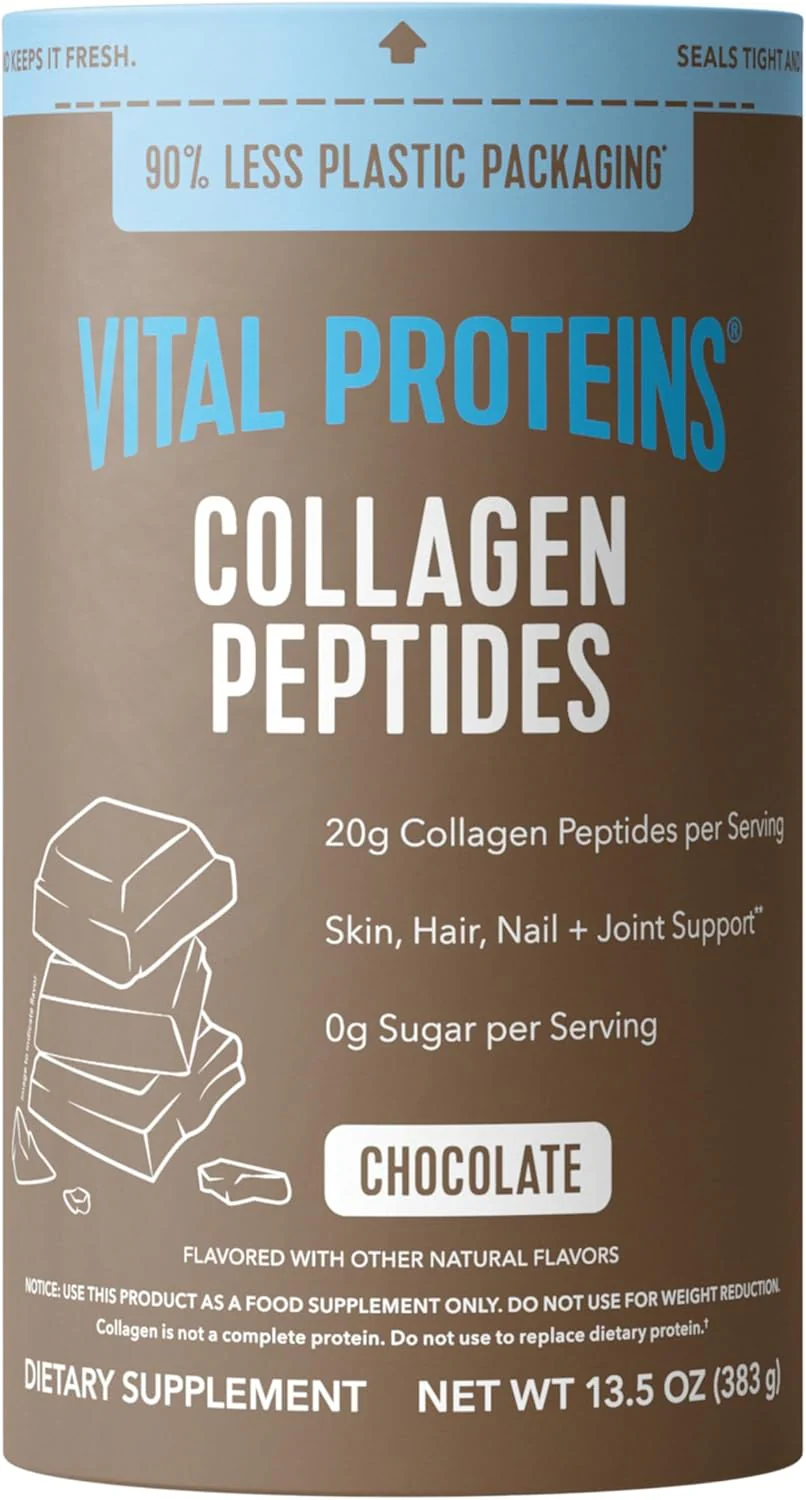 Vital Proteins Collagen Peptides unflavored powder – 20g hydrolyzed grass-fed bovine collagen per serving – supports hair, skin, nails, joints, and bones. The powder dissolves instantly in coffee, tea, smoothies, and recipes. Zero sugar, gluten‑free, dairy‑free.