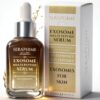 Premium Exosome Anti-Aging Serum in a glass dropper bottle – revolutionary bio-skincare for cellular regeneration, wrinkle reduction, and deep hydration. Plant-based exosomes, hyaluronic acid, niacinamide, and vitamin C. Suitable for all skin types. 30ml and 50ml sizes.